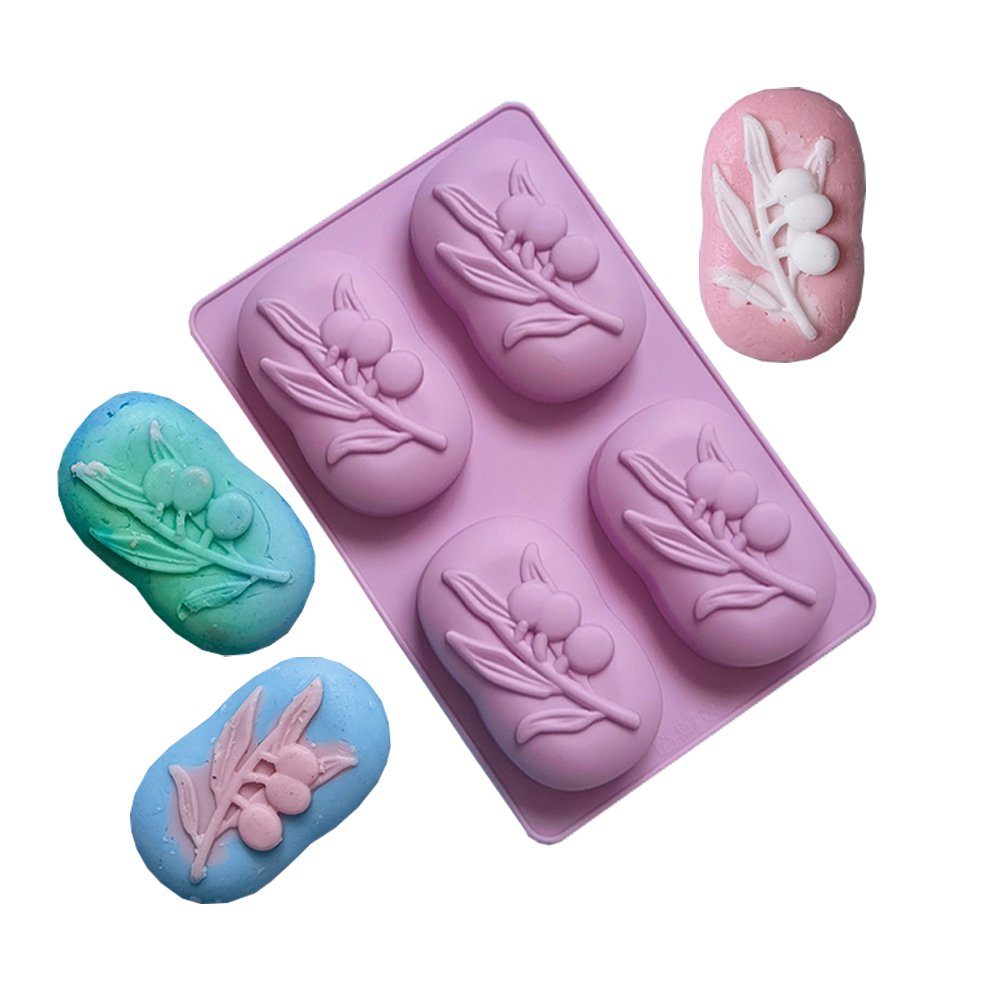 Soap Making Vendors - 4 Cavities Oval Olive Tree Silicone
