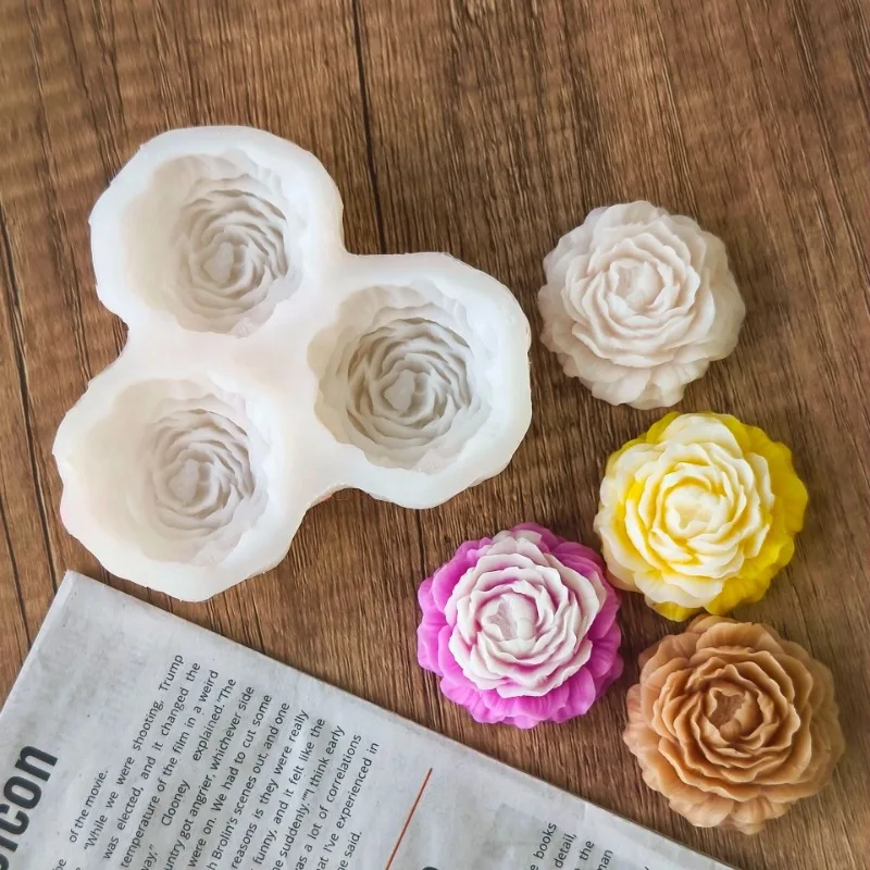 Soap Making Equipment - Peony Flower Candle Silicone Mold 3D