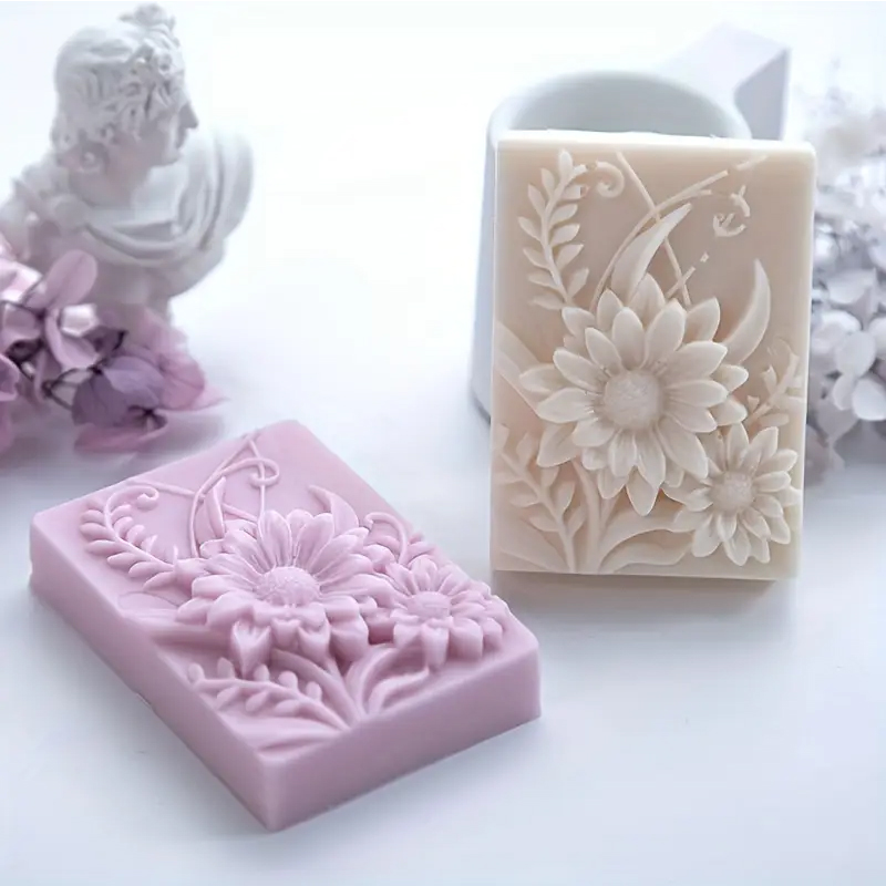 3D Flower Square Soap Silicone - Soap Making Formula avaliação e preço