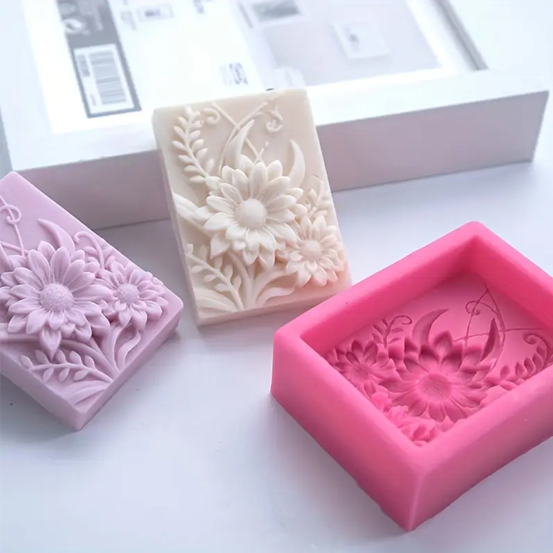 3D Flower Square Soap Silicone - Soap Making Formula avaliação e preço