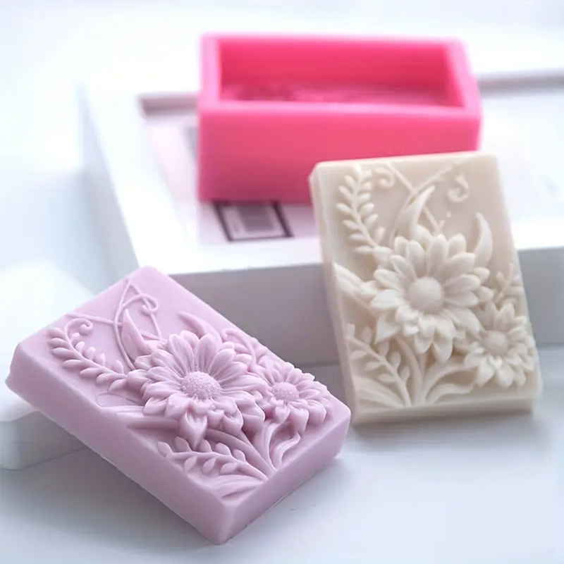 3D Flower Square Soap Silicone - Soap Making Formula avaliação e preço