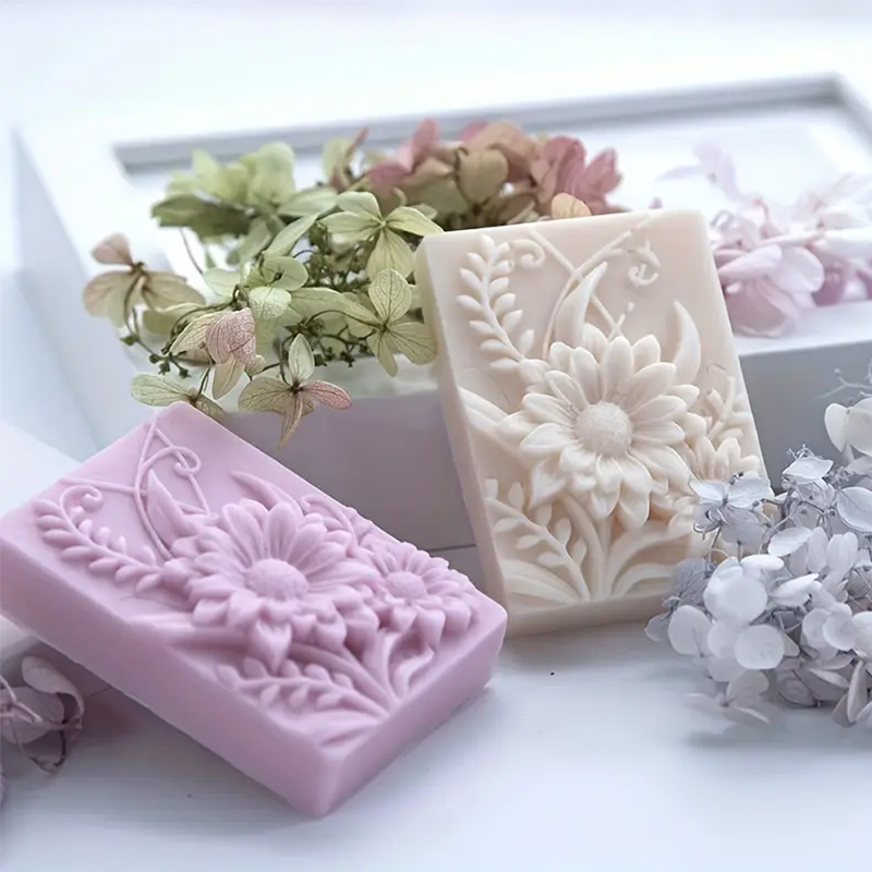 3D Flower Square Soap Silicone - Soap Making Formula avaliação e preço