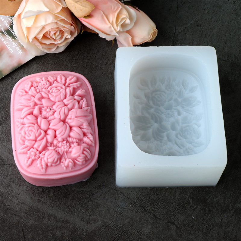 Square Floral Silicone Soap Mo - Soap Making Vendors avaliação e preço