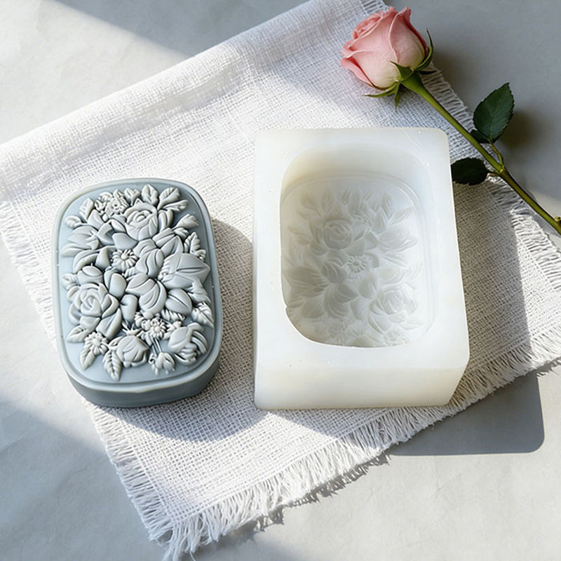 Square Floral Silicone Soap Mo - Soap Making Vendors avaliação e preço
