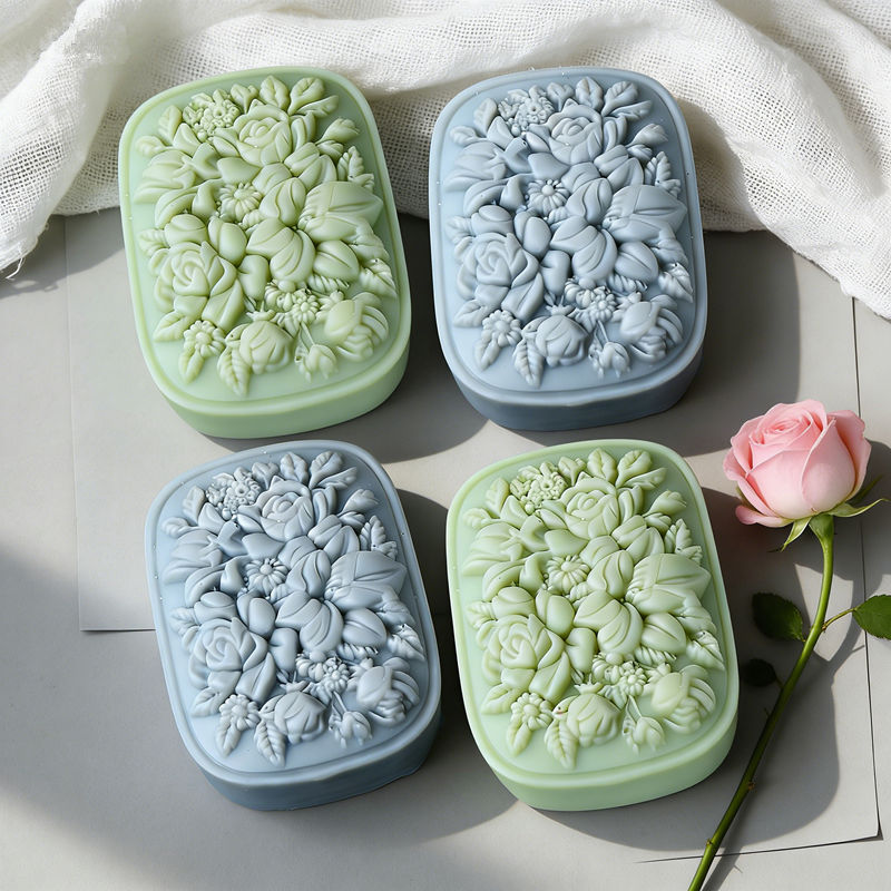 Square Floral Silicone Soap Mo - Soap Making Vendors avaliação e preço
