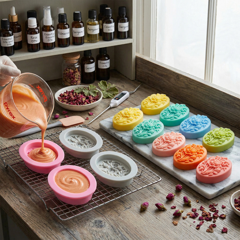 4 Silicone mold with flower sh - Soap Making Equipment avaliação e preço